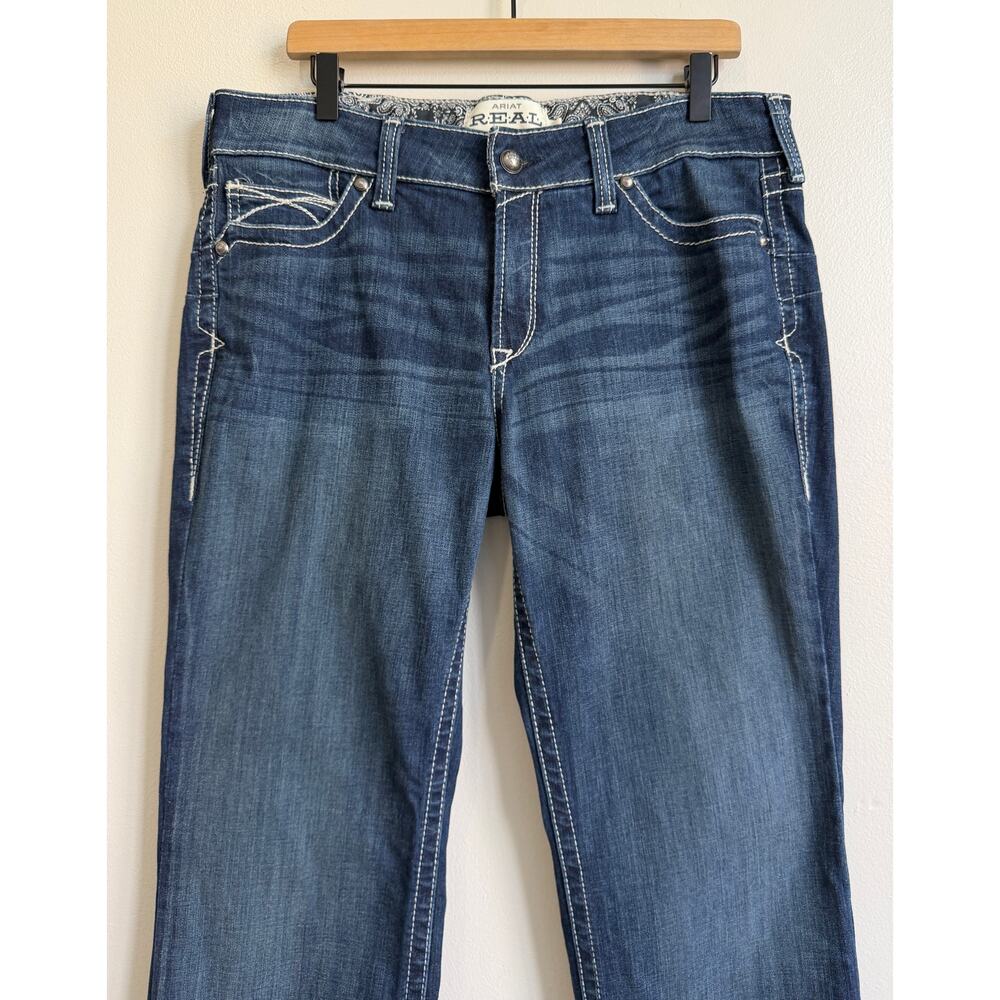 Ariat R.E.A.L. Straight Leg Jean Ocean Blue 33 Long Cowgirl Western Rodeo Casual - Picture 4 of 12
